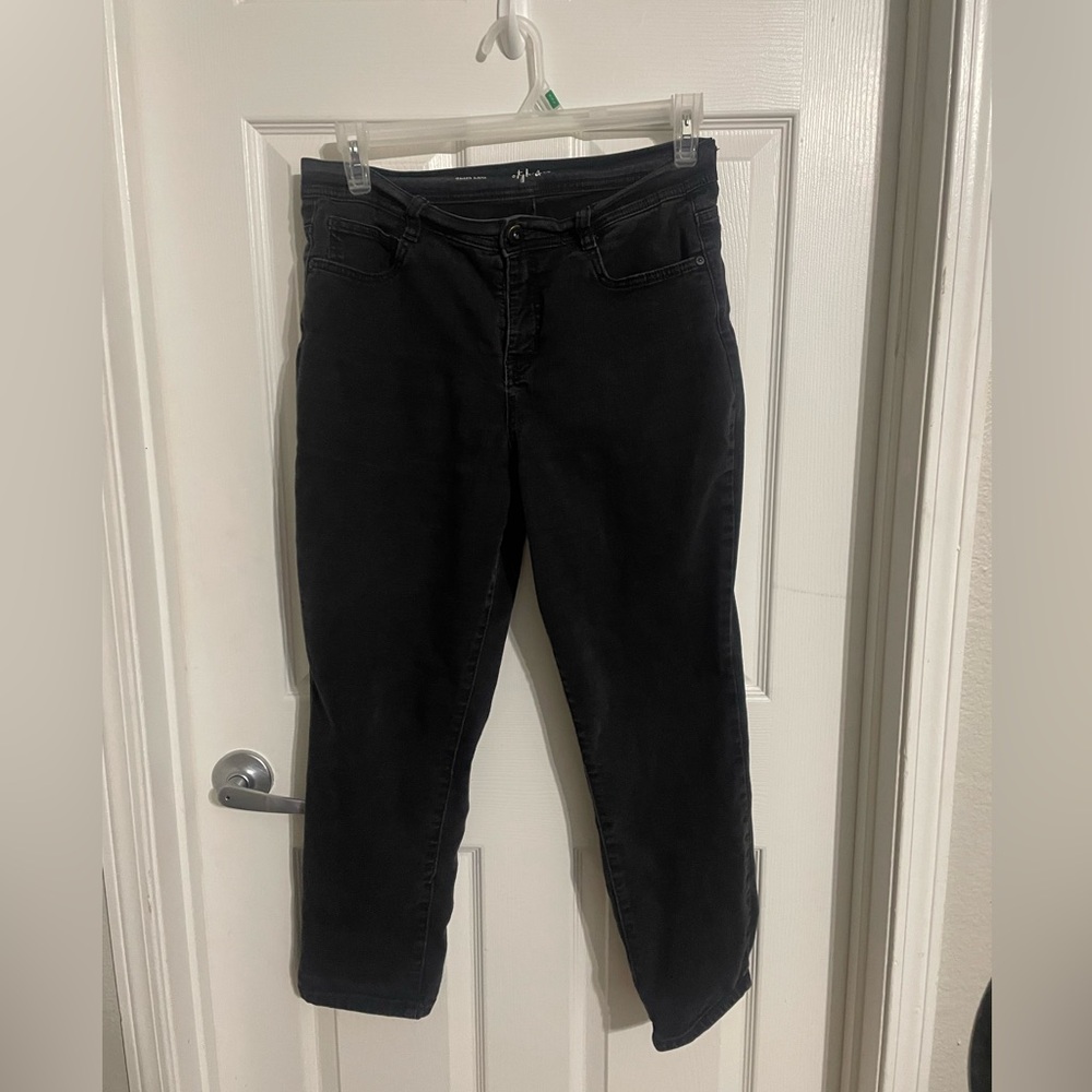 Style & Co Dark Charcoal Black Slim Leg High Rise Tummy Control ankle length